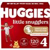 Image 1 : NEW HUGGIES LITTLE SNUGGLERS SIZE 4 120 DIAPERS