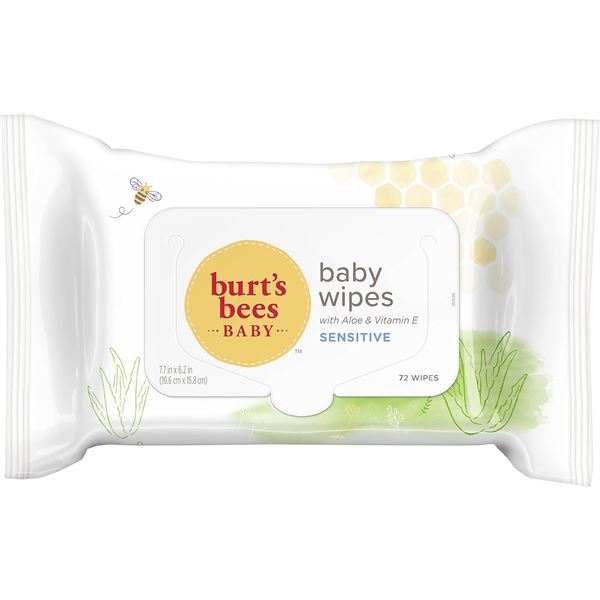 NEW CASE OF BURTS BEES BABY WIPES WITH ALOE AND