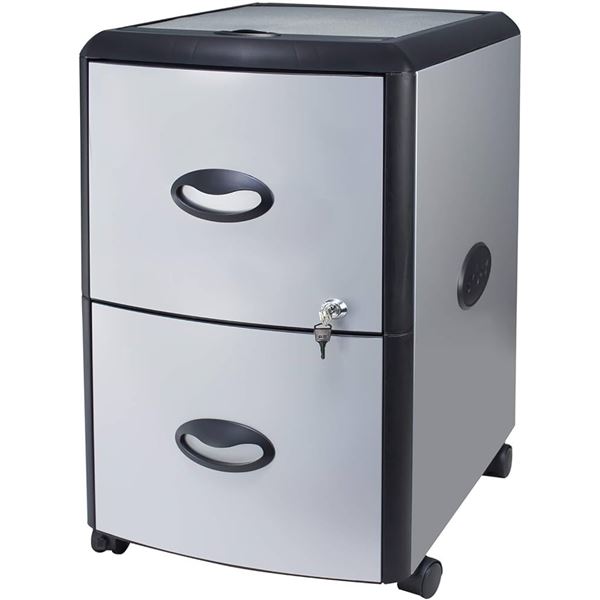 NEW STOREX PLASTIC 2-DRAWER MOBILE FILE CABINET