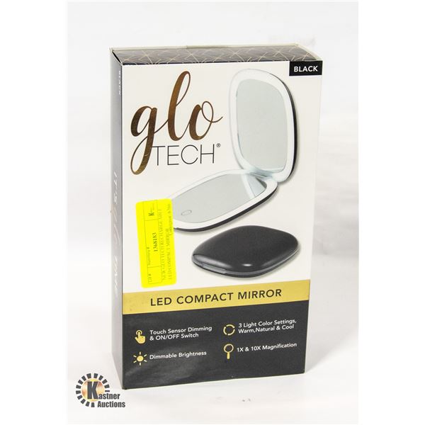 NEW GLO TECH RECHARGEABLE LED COMPACT MIRROR