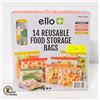 Image 1 : ELLO 14 REUSABLE FOOD STORAGE BAGS SET