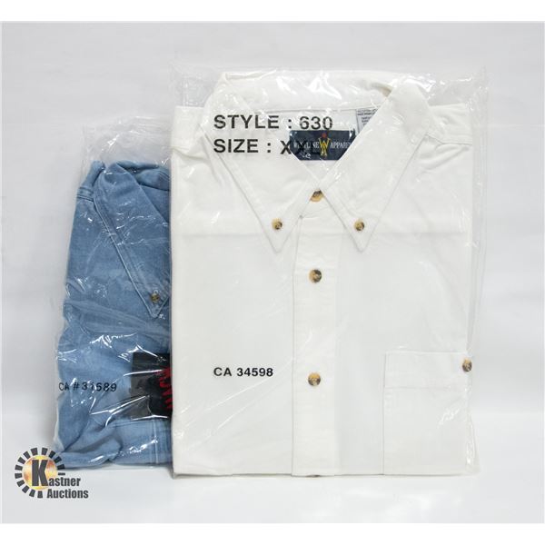 MEN'S SHIRTS 1 DENIM 1 WHITE SIZE 2XL