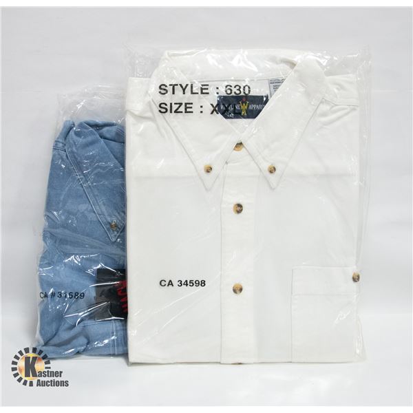 MEN'S SHIRTS 1 DENIM 1 WHITE SIZE 2XL