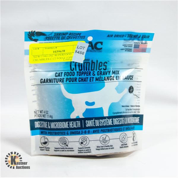 NEW 114G JAC SUPERFOOD CRUMBLES CAT FOOD TOPPER
