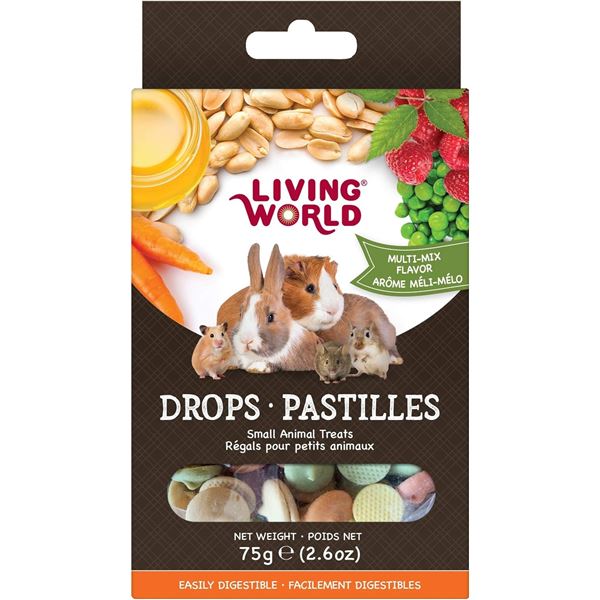 NEW 75G LIVING WORLD DROPS SMALL ANIMAL TREATS