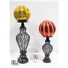 Image 1 : CANDLE STICKS, WITH LARGE RED & GOLD XMAS BALLS