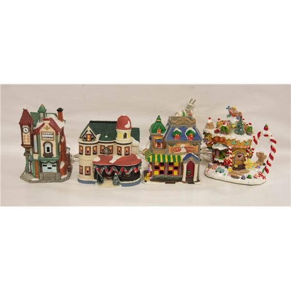 4 CHRISTMAS PORCELAN VILLAGE HOUSES