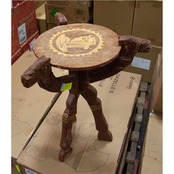 ANTIQUE CAMEL TRI WOOD CARVED TABLE-ESTATE