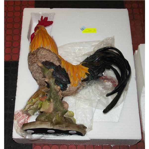 24 INCH TALL DETAILED CERAMIC COLORED ROOSTER
