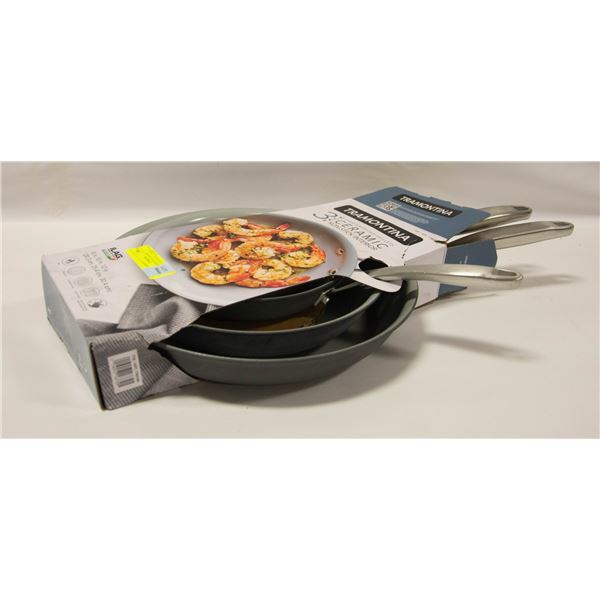 NEW TRAMONTINA HARD ANODIZED CERAMIC 3 PACK
