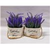 Image 1 : SET OF TWO ARTIFICIAL LAVENDERS IN WOODEN POTS