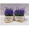 Image 1 : SET OF TWO ARTIFICIAL LAVENDERS IN WOODEN POTS