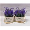 Image 1 : SET OF TWO ARTIFICIAL LAVENDER IN WOODEN POT