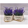 Image 1 : SET OF TWO ARTIFICIAL LAVENDERS IN WOODEN POTS