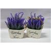 Image 1 : SET OF TWO ARTIFICIAL LAVENDERS IN WOODEN POTS