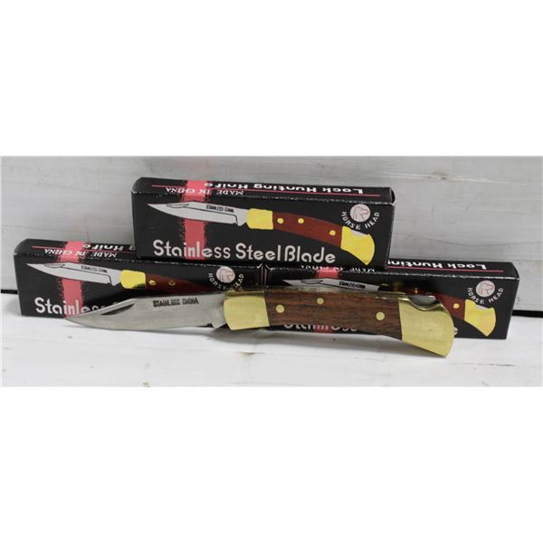 THREE TIMES LOCKABLE STAINLESS STEEL POCKET KNIFE