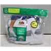 ANKLE SOCKS WHITE 6-12 SIZE 6-PACK FRUIT OF LOOM