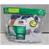 ANKLE SOCKS WHITE 6-12 SIZE 6-PACK FRUIT OF LOOM