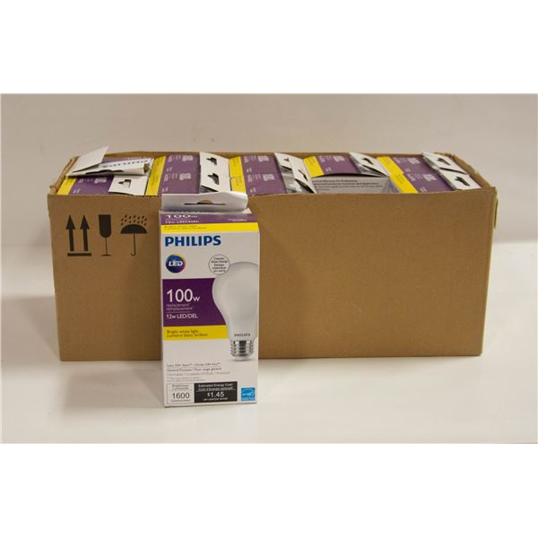 NEW CASE OF 12 PHILIPS LED 100W REPLACEMENT BULBS