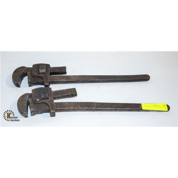 TWO VINTAGE PIPE WRENCH