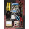 Image 1 : TRAY OF ASSORTED ELECTRICAL SUPPLIES & TOOLS