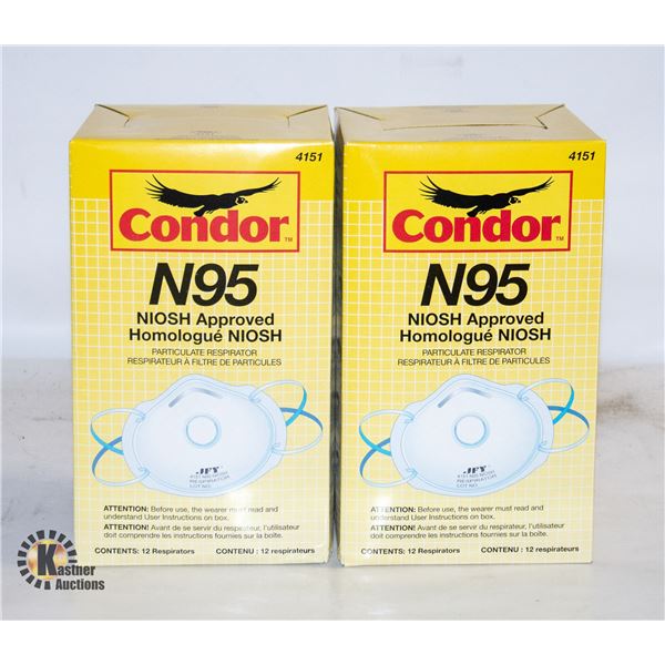 2 PACKS OF CONDOR N95 DUST MASKS 12PCS PER PACK