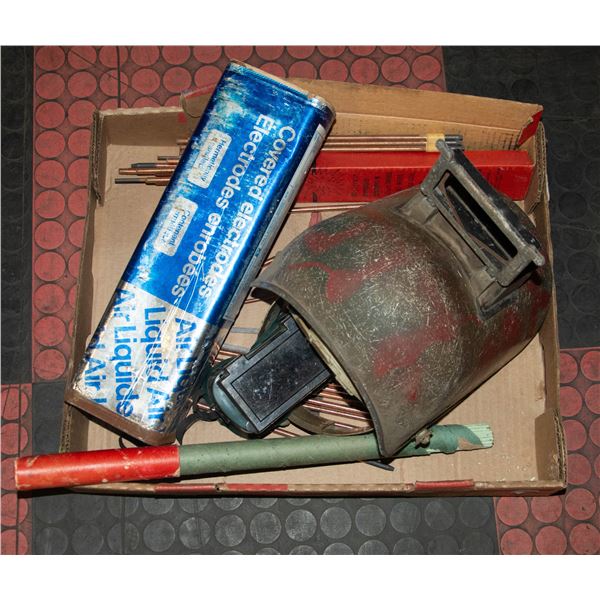BOX OF ASSORTED WELDING SUPPLIES