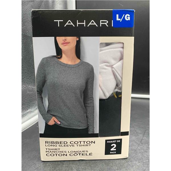 Tahari Ribbed Cotton Longsleeve Shirts 2pk (L)