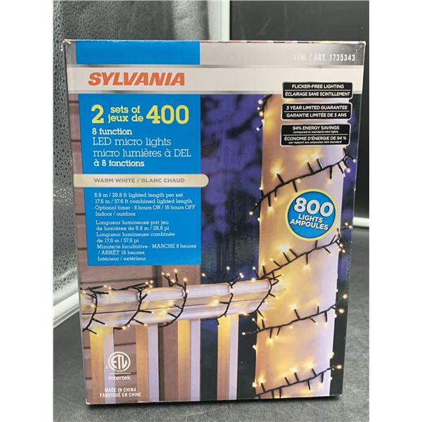 Sylvannia 2 sets of 4, 8 Function LED Micro Lights, Warm White (8.8m/28.8 ft) Indoor, Outdoor
