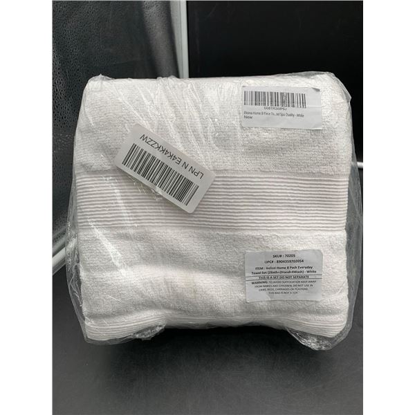 Elvan Home 8 pc Towel, Spa Quality, White (2 bath, 2 hand, 4 Wash)