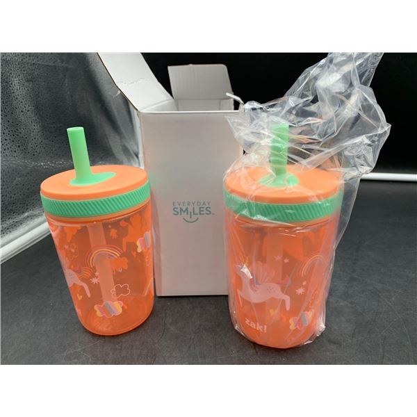 2pk Kids Silicone Straw Drinking Cups