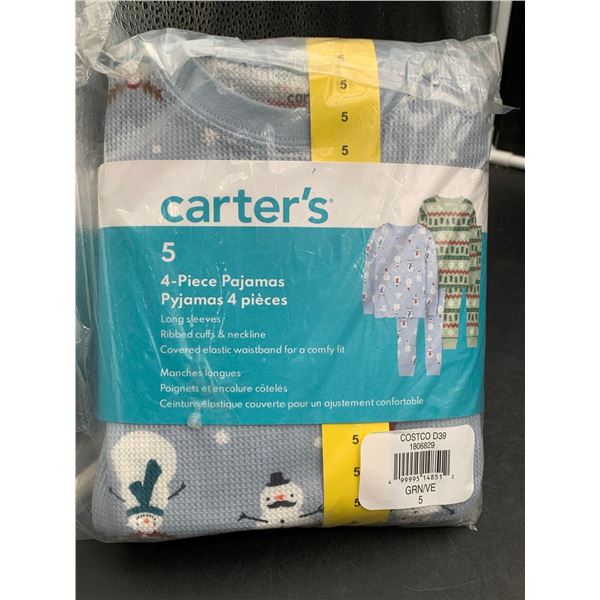 Carters 4pc Pajamas, Long Sleeves Ribbed Cuffs & Neckline (5)