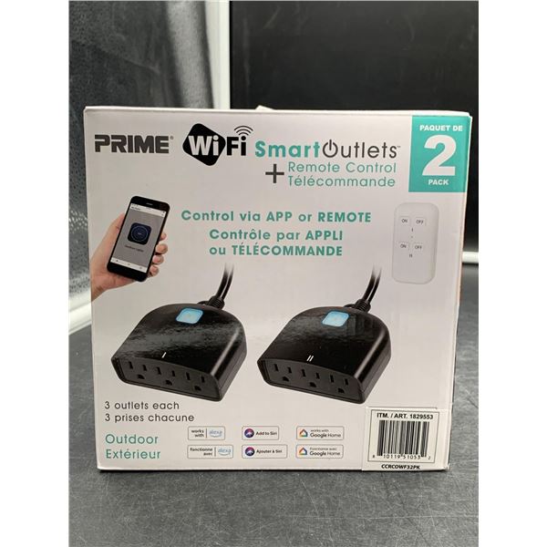 Prime Wi-fi Smart Outlets 2pk & Remote control, Outdoor