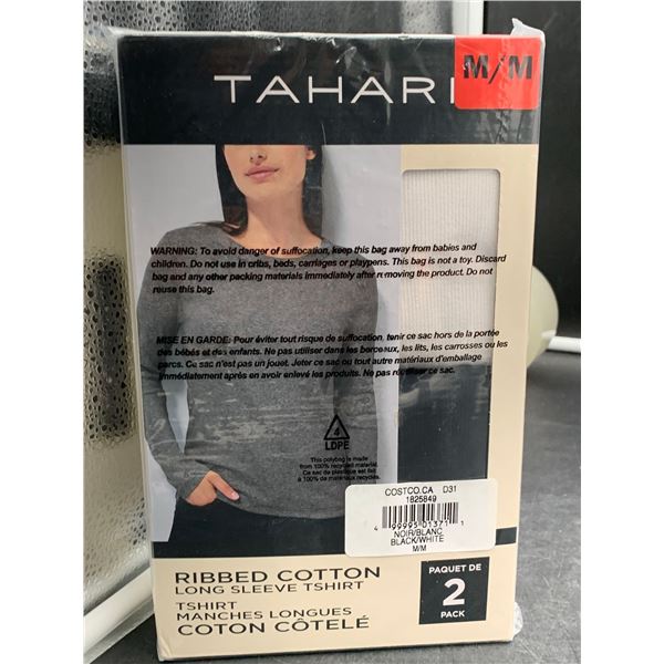 Tahari Ribbeed Cotton Long Sleeve Tshirt (M) 2pk