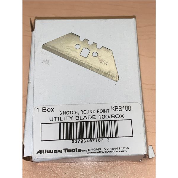 Allway Tools Utility Knife Blade 3 notch Box lot of 100