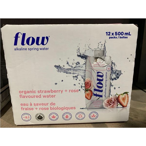 Flow Alkaline Spring Water Organic Strawberry + Rose Flavoured Water 12 x 500ml