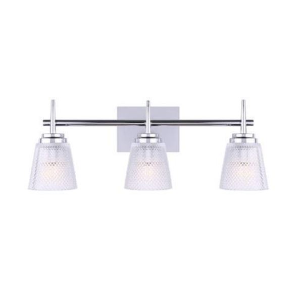 Canarm Covina Bathroom Vanity Light - 3 Lights - Glass - Chrome