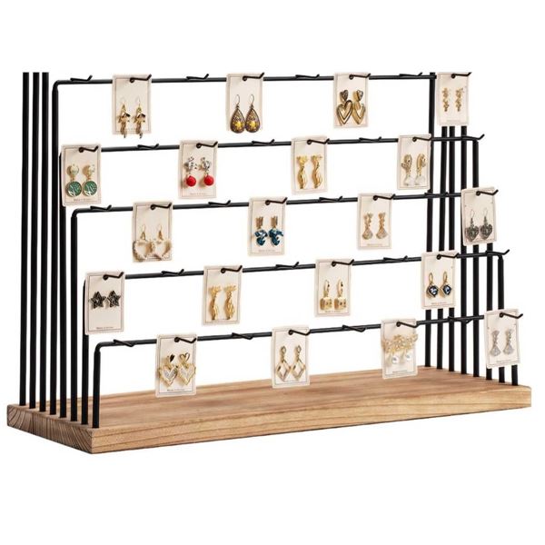 Freestanding Rustic Brown & Black 5 Tier Earring / Jewelry Display