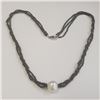 Image 1 : Silver Fresh Water Pearl Black Spinel(20ct) Necklace (~weight 9.85g), Suggested Retail Value $300 (E