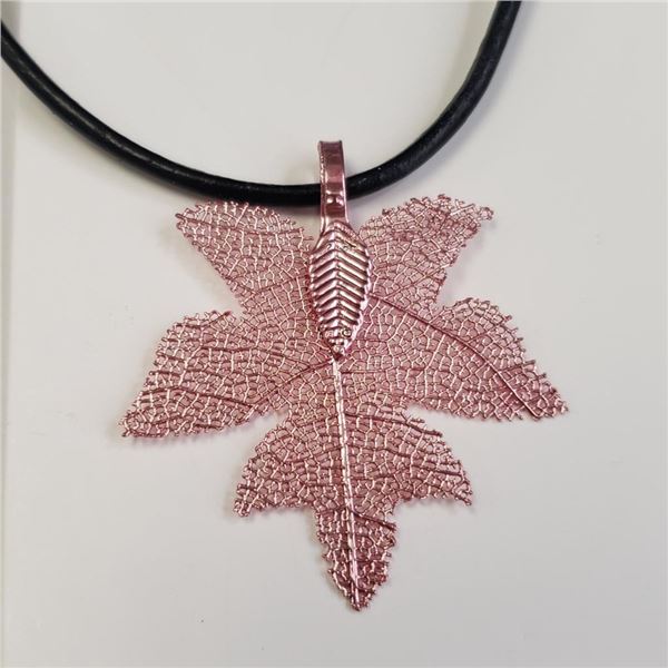 Natural Leaf With Leather Cord Necklace