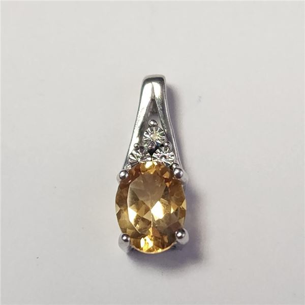 Silver Diamond And Citrine Pendant, Suggested Retail Value $200 (Estimated Selling Price from $30 to