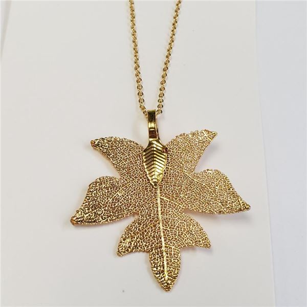 Natural Leaf Gold Plated Necklace