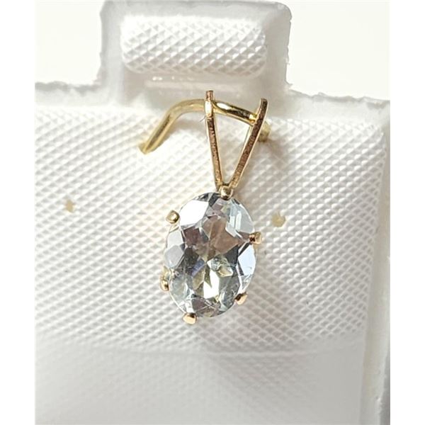 14K Yellow Gold Filled Blue Topaz(0.8ct) Pendant, Made in Canada, Suggested Retail Value $120