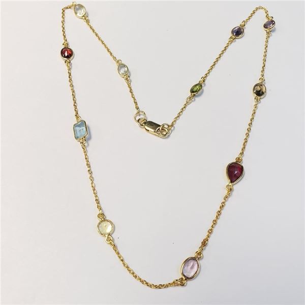 Silver Gold Plated Genuine Multi Gemstone 18" Necklace, Suggested Retail Value $300 (Estimated Selli