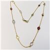 Image 1 : Silver Gold Plated Genuine Multi Gemstone 18" Necklace, Suggested Retail Value $300 (Estimated Selli