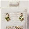 Image 1 : 10K Yellow Gold Peridot(0.4ct) Diamond(0.06ct) Earrings, Made in Canada, Suggested Retail Value $400