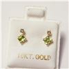 Image 3 : 10K Yellow Gold Peridot(0.4ct) Diamond(0.06ct) Earrings, Made in Canada, Suggested Retail Value $400