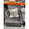 Image 1 : Grey Velvet Armchair and decorative Throw pillow