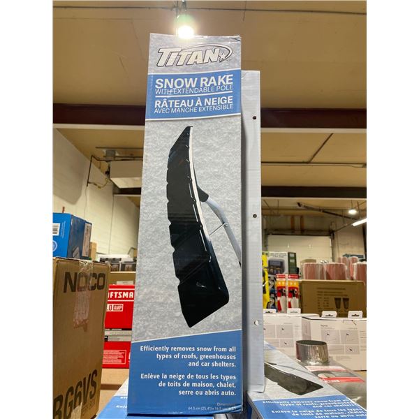 Titan Snow Rake with Extendable Pole- removes snow from all types of roofs, greenhouses and car shel