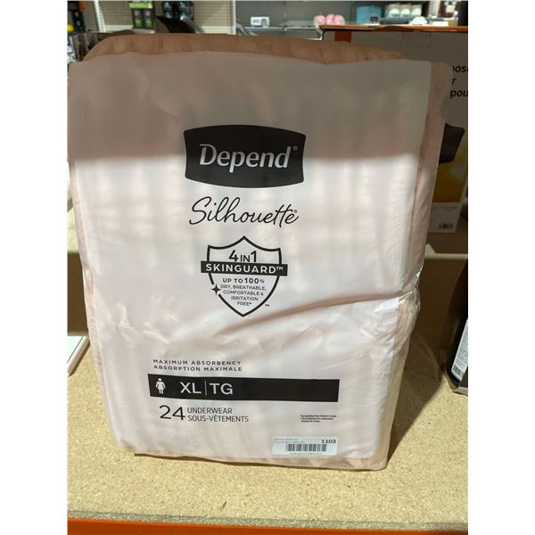 Depend Sihouette 4in 1 Skinguard with Maximum Absorbency XL (24 Underwear x 2)